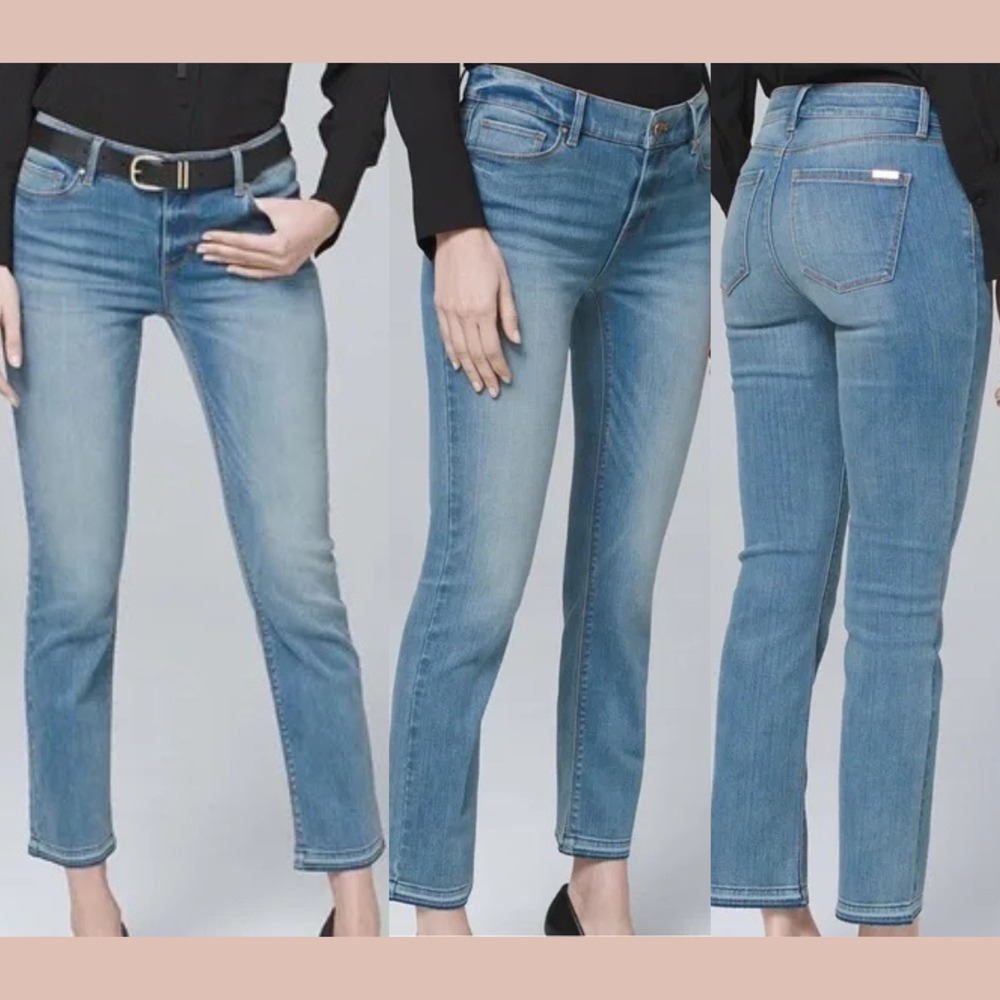 NWD White House Black Market WHBM [ 6 ] Mid-Rise Crop Flare Jeans in‎ Blue #7044